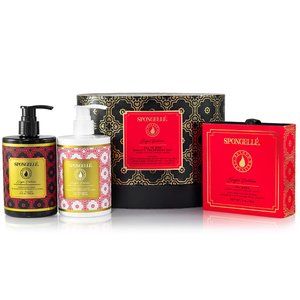 SPONGELLE Sugar Dahlia Body Wash, Lotion, Soap Buffer Flower Sponge Gift Set NEW